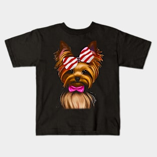 Whisker Wonderland Unique Tee Showcasing the Charm of Yorkies Kids T-Shirt